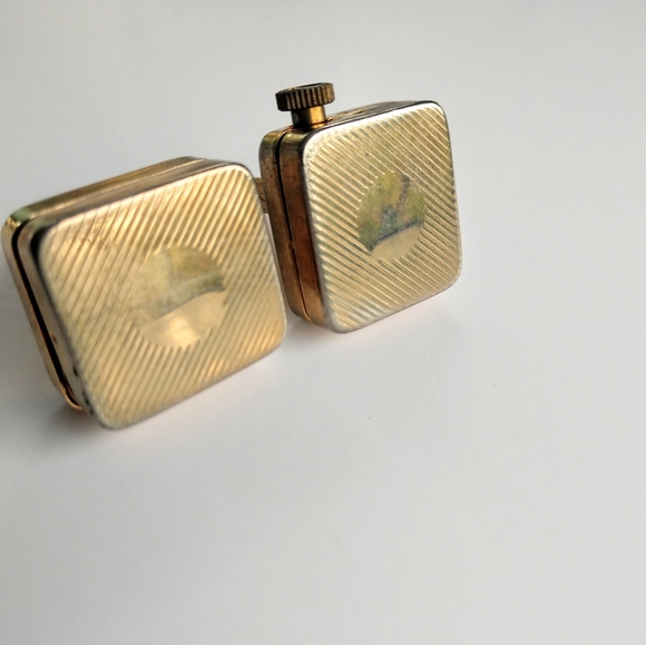 Cuff Links Brass Vintage Music Pill Box - Picture 1 of 9